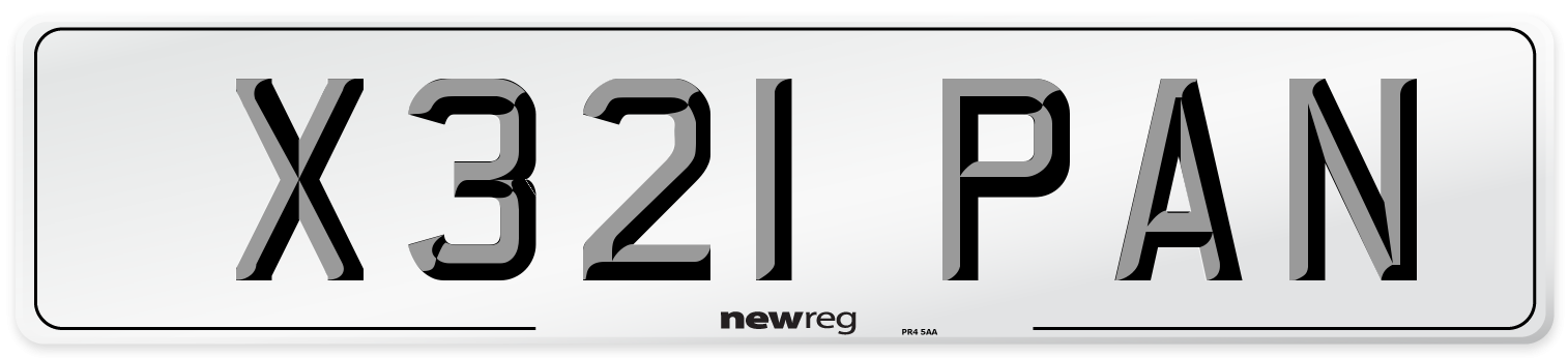 X321 PAN Number Plate from New Reg